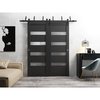 Sartodoors Slab Barn Door Panel 36 x 84in, Matte Black Frosted Glass, Pocket Closet Sliding QUADRO4113S-BLK-3684